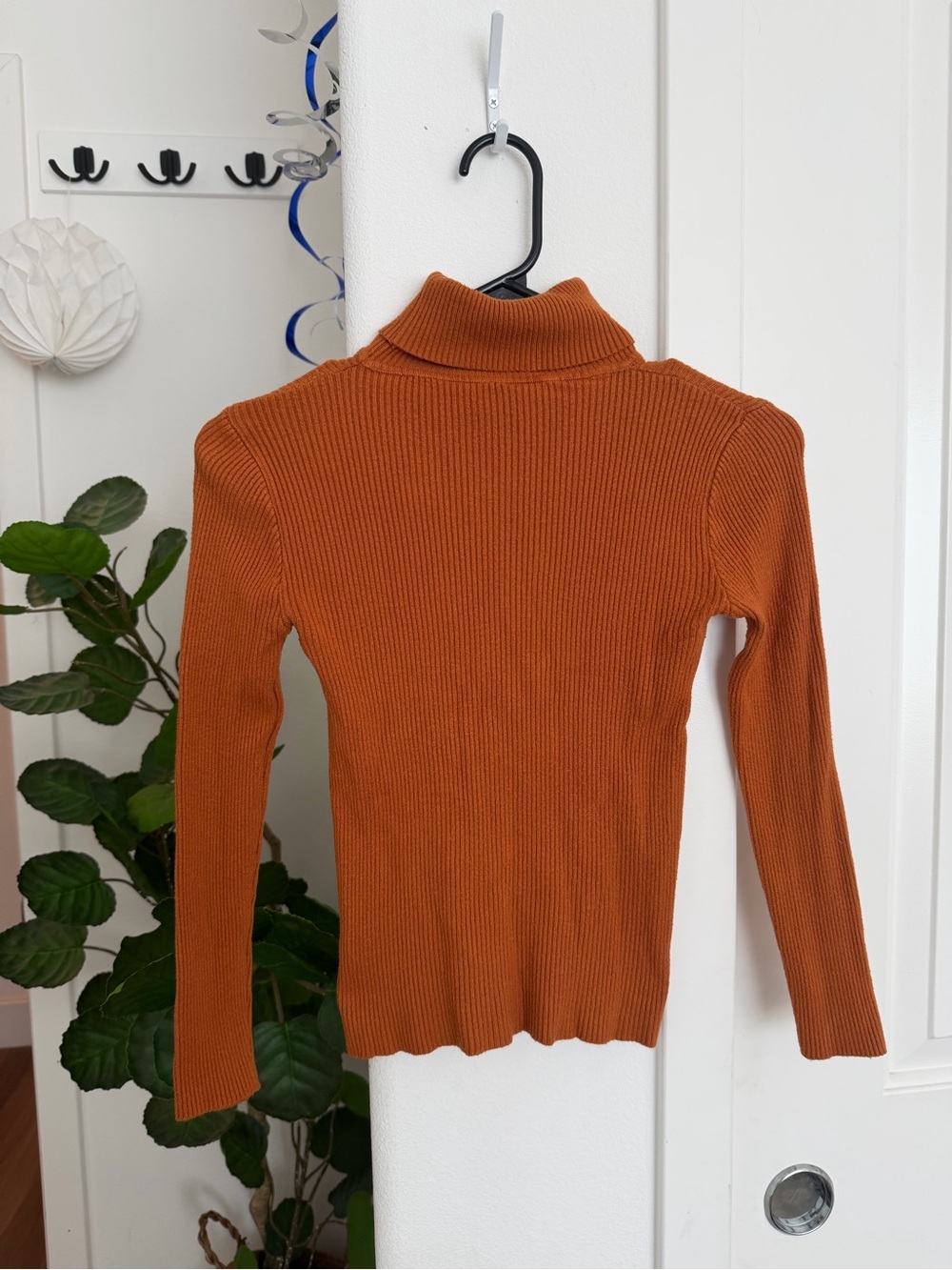 🍂 SHEIN Rust Orange Ribbed Turtleneck Sweater
